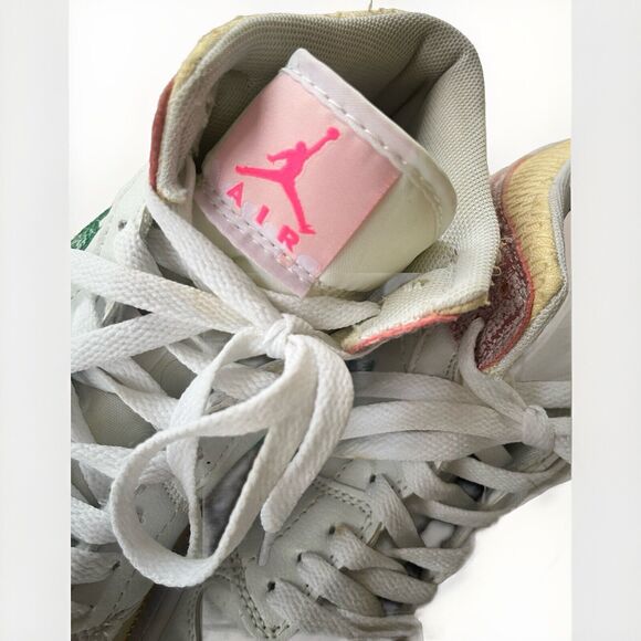 Nike Air Jordan 1 Mid Paint Drip Ice Cream White Pink Size 7Y/8.5 Women - Picture 11 of 13